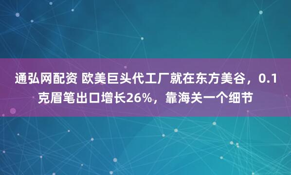 通弘网配资 欧美巨头代工厂就在东方美谷，0.1克眉笔出口增长26%，靠海关一个细节