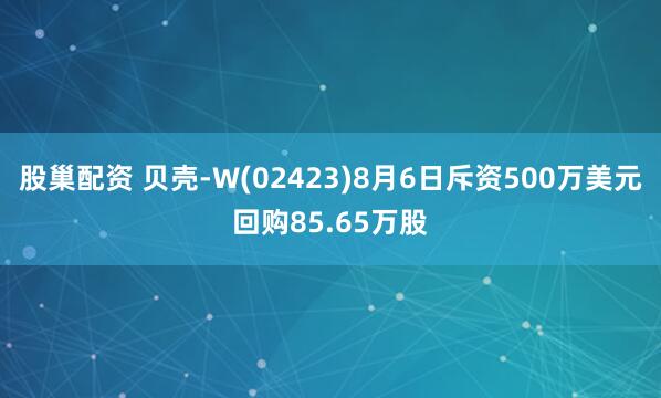 股巢配资 贝壳-W(02423)8月6日斥资500万美元回购85.65万股